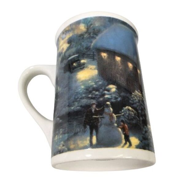 Thomas Kinkade Coffee Cups Mugs 4" Christmas Winter Horse Sleigh Lot Set of 4 - Picture 4 of 10